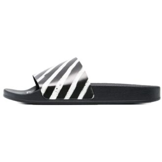 Papuci industriali „Diagonal Stripe – Negru Alb”