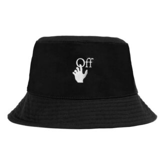 Pălărie de pescar unisex cu imprimeu logo, negru