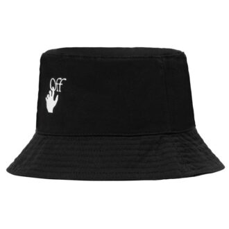 Pălărie de pescar unisex cu imprimeu logo, negru