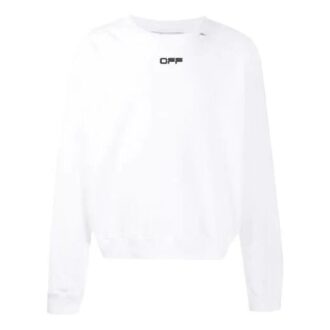 Pulover alb cu guler rotund și mâneci lungi pentru bărbați Off-White