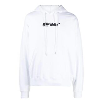 Pulover alb pentru bărbați Off-White cu litere pe piept, versiune obișnuită