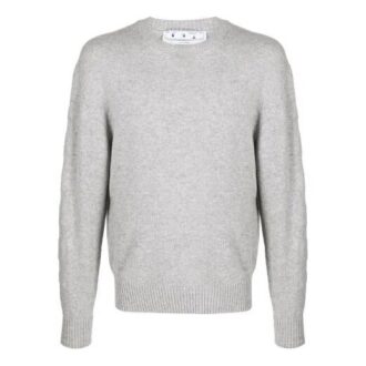 Pulover bărbătesc Off-White Arrows cu guler rotund, mâneci lungi, din lână, croială lejeră, gri