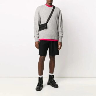 Pulover bărbătesc Off-White Arrows cu guler rotund, mâneci lungi, din lână, croială lejeră, gri