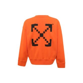 Pulover bărbătesc Off-White cu guler rotund, imprimeu cu săgeți și mâneci lungi, portocaliu