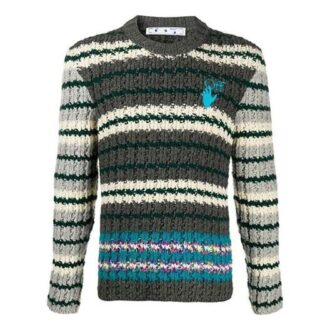 Pulover bărbătesc Off-White cu model, croi larg, gri