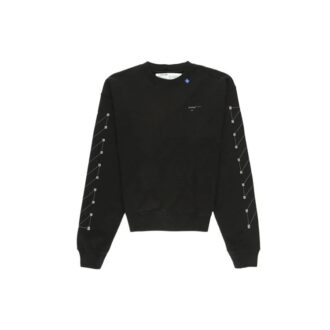 Pulover bărbătesc Off-White din bumbac, cu guler rotund, negru