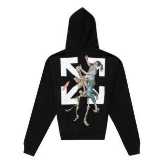 Pulover bărbătesc Off-White din bumbac cu imprimeu săgeți, negru