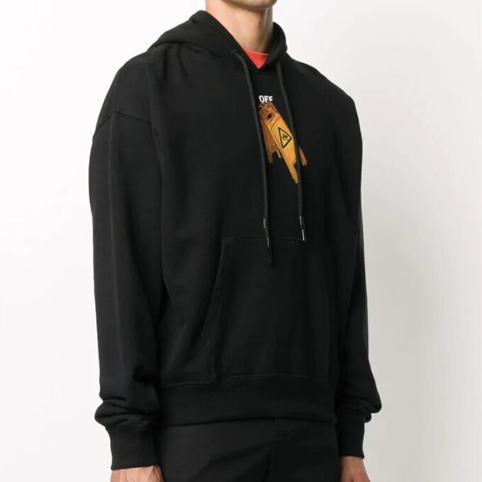 Pulover bărbătesc Off-White din bumbac cu imprimeu săgeți, negru