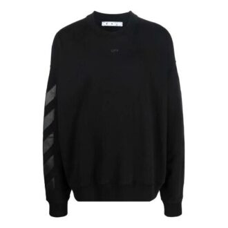 Pulover bărbătesc Off-White FW21 cu imprimeu cu logo, guler rotund, croială lejeră, negru