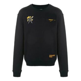 Pulover casual cu guler rotund și imprimeu alfabet SS21, negru
