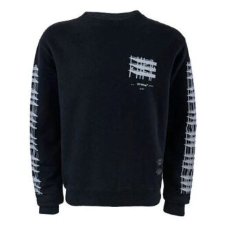 Pulover casual larg pentru bărbați Off-White, cu guler rotund și imprimeu, negru