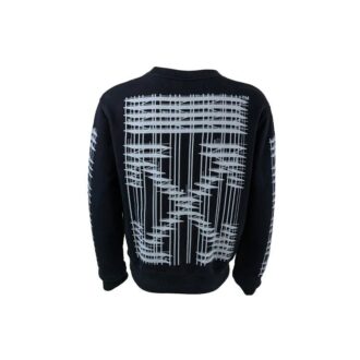 Pulover casual larg pentru bărbați Off-White, cu guler rotund și imprimeu, negru