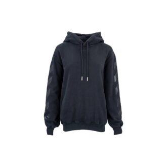 Pulover cu glugă din bumbac Off-White, negru