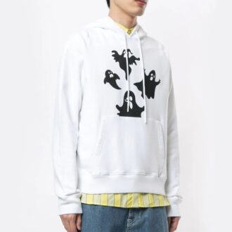 Pulover cu glugă FW20 Ghost Printing pentru bărbați, alb Pulover cu glugă FW20 Ghost Printing pentru bărbați, alb