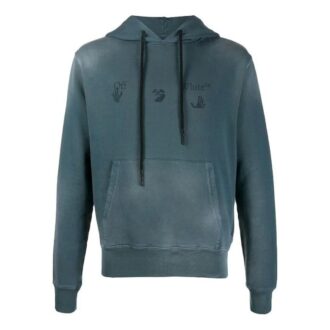 Pulover cu glugă și aplicații decolorate FW20, verde