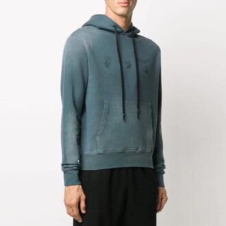 Pulover cu glugă și aplicații decolorate FW20, verde