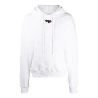 Pulover cu glugă și logo FW20 pentru bărbați, alb