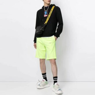 Pulover cu glugă și logo FW21, mâneci lungi, negru
