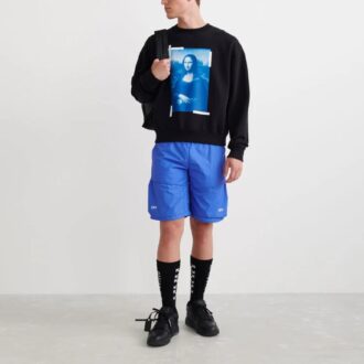 Pulover cu guler rotund din bumbac cu imprimeu Mona Lisa pentru bărbați, de la Off-White, negru