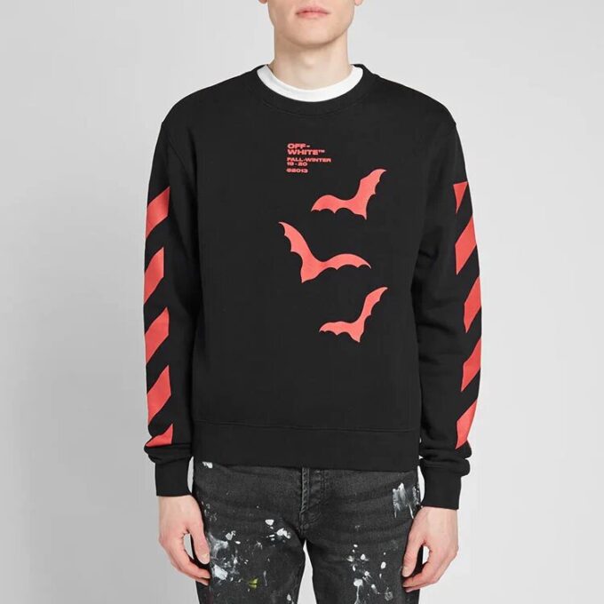 Pulover cu guler rotund și croială slim-fit cu logo Bats