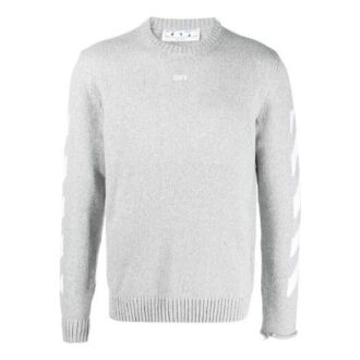 Pulover cu guler rotund și imprimeu logo SS21, gri