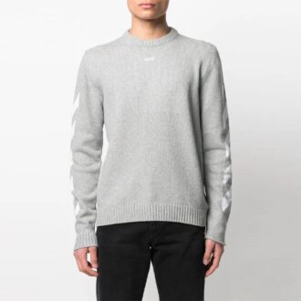 Pulover cu guler rotund și imprimeu logo SS21, gri