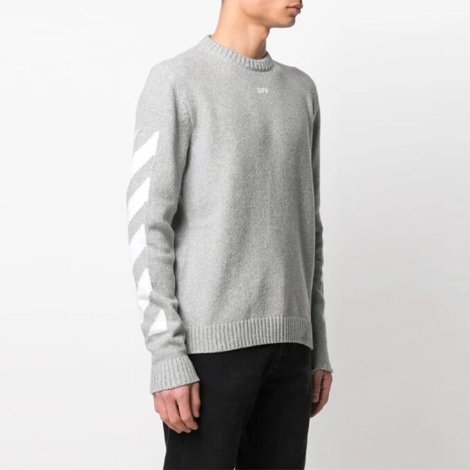 Pulover cu guler rotund și imprimeu logo SS21, gri