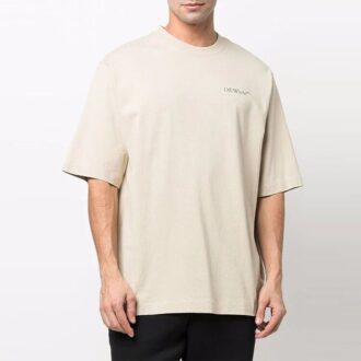 Pulover cu guler rotund și mâneci scurte cu logo SS22, croială lejeră, kaki Pulover cu guler rotund și mâneci scurte cu logo SS22, croială lejeră, kaki