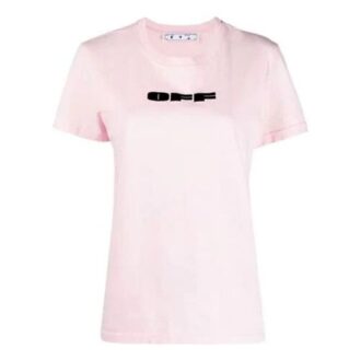 Pulover din bumbac cu logo Off-White, pantaloni scurți, croială slim, roz