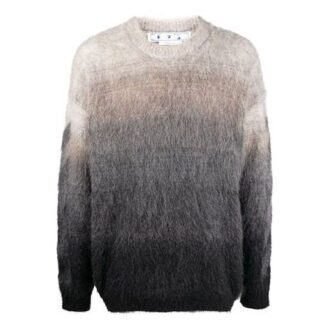 Pulover din lână cu guler rotund și gradient Off-White pentru bărbați SS22, gri Pulover din lână cu guler rotund și gradient Off-White pentru bărbați SS22, gri