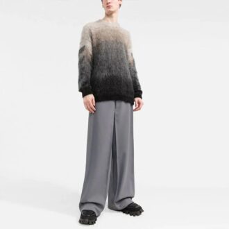 Pulover din lână cu guler rotund și gradient Off-White pentru bărbați SS22, gri Pulover din lână cu guler rotund și gradient Off-White pentru bărbați SS22, gri