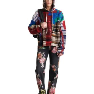 Pulover din lână cu mâneci lungi și glugă, în culori contrastante, Off-White pentru bărbați, colecția FW22 Pulover din lână cu mâneci lungi și glugă, în culori contrastante, Off-White pentru bărbați, colecția FW22