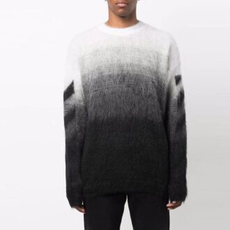Pulover din lână Off-White pentru bărbați FW21, cu guler rotund, mâneci lungi, croi lejer, negru de toamnă