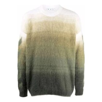 Pulover din lână pentru bărbați Off-White, cu guler rotund, mâneci lungi, efect de gradient, croială lejeră, multicolor Pulover din lână pentru bărbați Off-White, cu guler rotund, mâneci lungi, efect de gradient, croială lejeră, multicolor