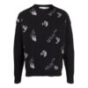 Pulover din lână pentru bărbați Off-White FW21 cu guler rotund, tricotat intarsiat, cu logo, croială lejeră, negru