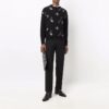 Pulover din lână pentru bărbați Off-White FW21 cu guler rotund, tricotat intarsiat, cu logo, croială lejeră, negru
