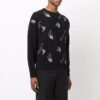 Pulover din lână pentru bărbați Off-White FW21 cu guler rotund, tricotat intarsiat, cu logo, croială lejeră, negru