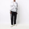 Pulover din lână pentru bărbați Off-White FW21 cu imprimeu abstract, guler rotund, croială lejeră, alb