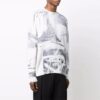 Pulover din lână pentru bărbați Off-White FW21 cu imprimeu abstract, guler rotund, croială lejeră, alb