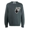 Pulover din lână pentru bărbați Off-White FW21, cu logo intarsiat pe piept, guler rotund, mâneci lungi, croială lejeră, verde