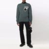 Pulover din lână pentru bărbați Off-White FW21, cu logo intarsiat pe piept, guler rotund, mâneci lungi, croială lejeră, verde