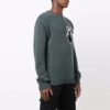 Pulover din lână pentru bărbați Off-White FW21, cu logo intarsiat pe piept, guler rotund, mâneci lungi, croială lejeră, verde