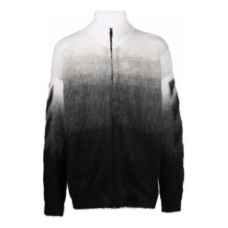 Pulover din lână pentru bărbați Off-White FW21 cu model de săgeți, jacquard, gradient și fermoar, croială largă, negru