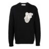 Pulover din lână pentru bărbați Off-White FW21 Hands Off Logo Alphabet cu guler rotund, croială lejeră, negru