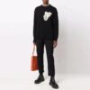 Pulover din lână pentru bărbați Off-White FW21 Hands Off Logo Alphabet cu guler rotund, croială lejeră, negru
