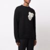 Pulover din lână pentru bărbați Off-White FW21 Hands Off Logo Alphabet cu guler rotund, croială lejeră, negru
