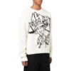 Pulover din lână pentru bărbați Off-White FW22 cu model intarsiat, guler rotund și mâneci lungi, croială lejeră, alb