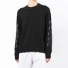 Pulover din lână pentru bărbați Off-White SS22 cu imprimeu Arrows, guler rotund și mâneci lungi, negru
