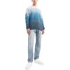 Pulover din lână pentru bărbați Off-White SS22 cu imprimeu cu dungi degradate, guler rotund și mâneci lungi, versiune albastră