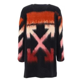 Pulover Off-White din mohair cu gradient geometric Negru